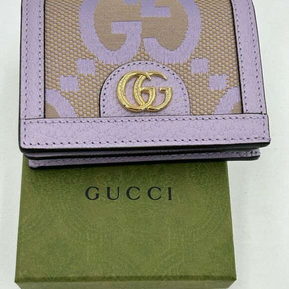 Women’s Gucci, jumbo GG canvas/leather bifold wallet/card case made in Italy - Picture 1 of 10